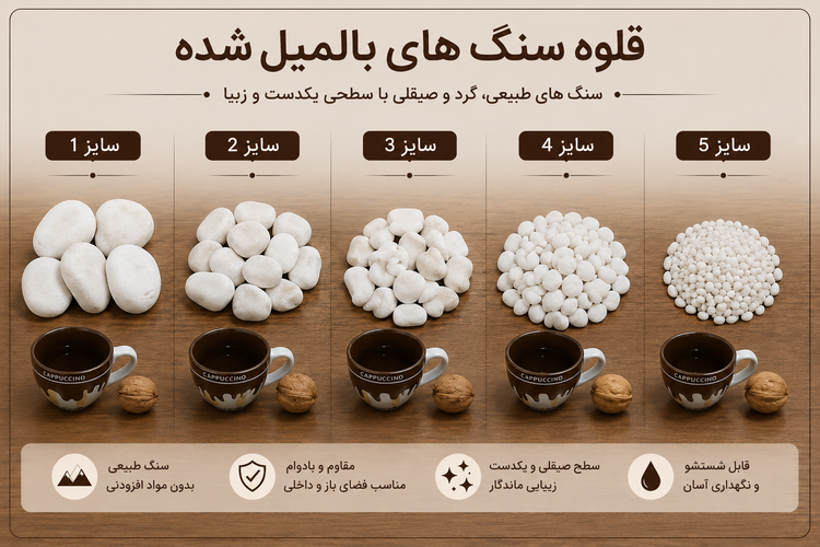 قلوه سنگ سفید تزئینی 20 کیلویی سایز 1 سایز بادامی